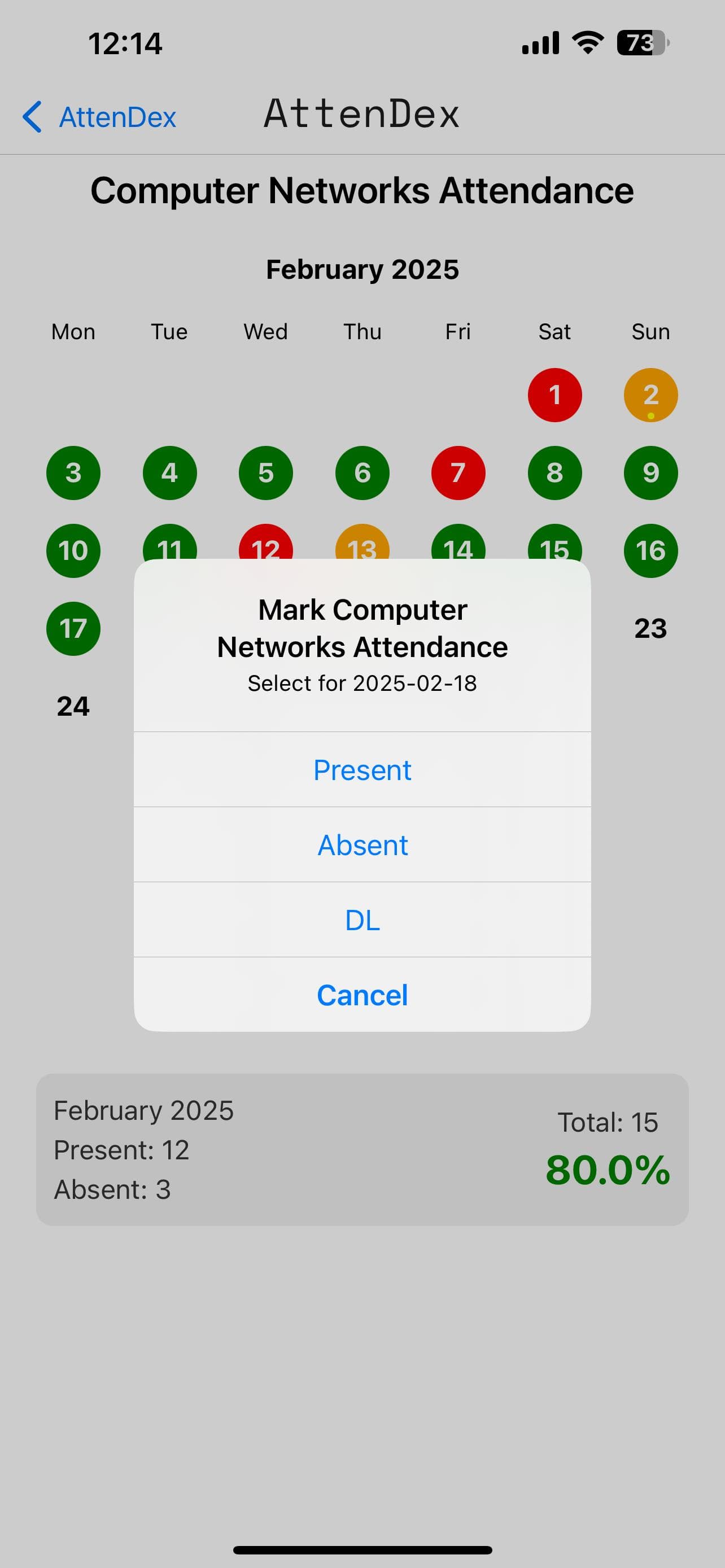 Attendex screen 4