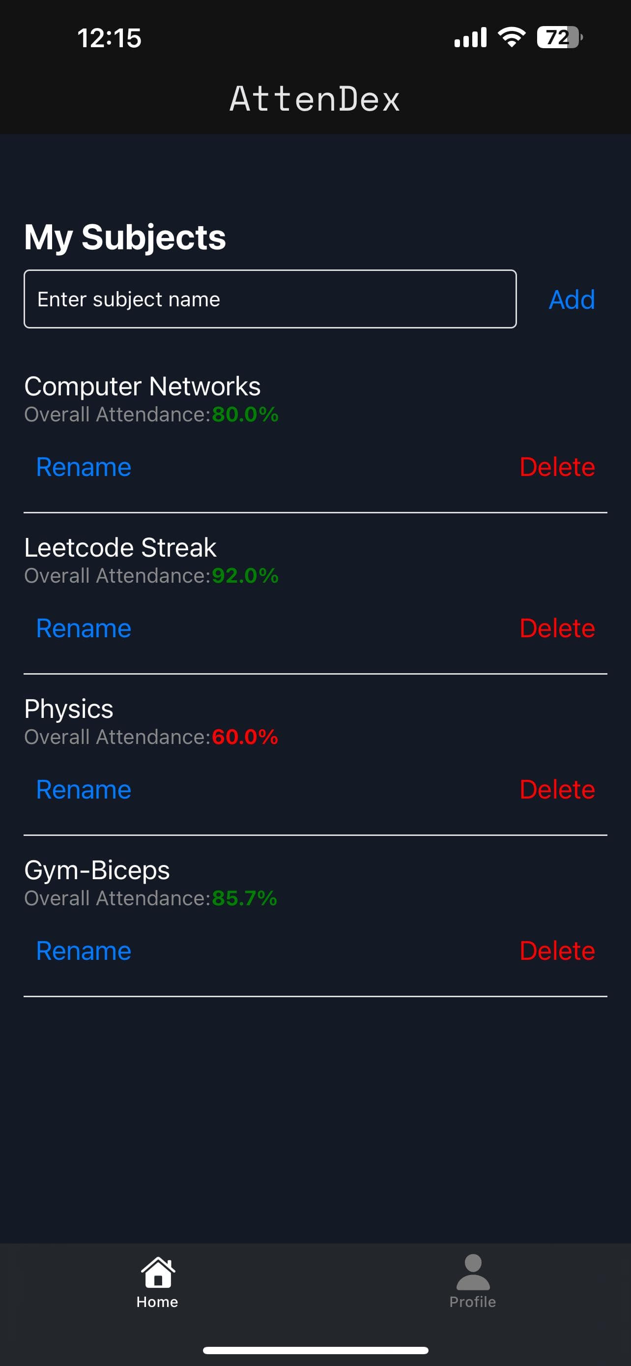 Attendex screen 5