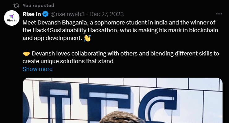 Won Rise In Hackathon